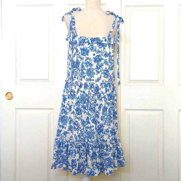 Prose & Poetry Rochelle Shoulder-tie Printed Dress in Cobalt - Picture 5 of 7